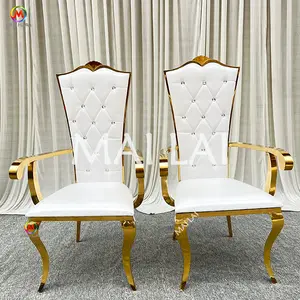 Wholesale Stainless Steel Dining Banquet King Cheap Gold Wedding Chairs With Armrests