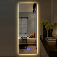 Espejo de cuerpo entero rectangular LED moderno iluminado, espejo de pie grande con interruptor táctil inteligente para sala de estar y decoración del hogar