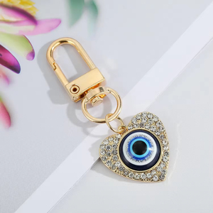 Portachiavi Retrò Bohemien Turco con Occhio di Nazar e Mano di Hamsa, Zirconi Colorati, Placcato Oro, Strass, Occhio del Diavolo - Vendita Calda - Product Image 2