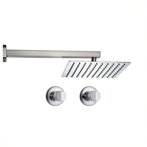 Ensemble de salle de bain mural moderne 12 pouces en chrome avec système de valve de pression équilibrée et pommeau de douche rectangulaire - Product Image 1