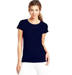 महिलाओं की गोल-गर्दन वाली कम बाजू वाली कमर वाली खाली शर्ट शुद्ध सूती सिकुड़ने योग्य टी-शर्ट
