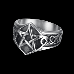 Personnalisé <span class=keywords><strong>Église</strong></span> <span class=keywords><strong>De</strong></span> <span class=keywords><strong>Satan</strong></span> Bande Pentagramme Étoiles Celtics Noeud Satanique Acier Inoxydable Anneaux taille 7-13 - Product Image 3