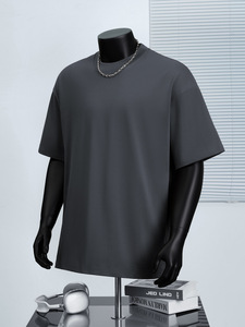 Abbigliamento alla moda del marchio estivo nuovo stile americano West Coast abiti uomo donna tinta unita collo a maniche corte cotone 100% 300 grammi - Product Image 3