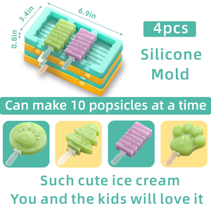 Food Grade BPA Free 4 Cavities Oval E Durable DIY Silicone Mould Popsicle Lolly Ice Cream Mold - Product Image 4