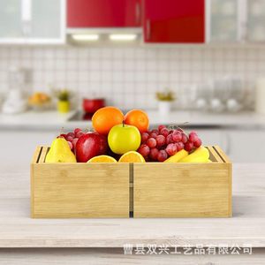 Bamboo Wood <b>Storage</b> <b>Box</b> Rectangular Natural Color Standing Type For <b>Kitchen</b> Countertop Organizers - Product Image 1
