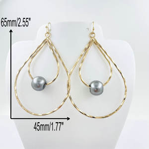 R241 boucles d'oreilles en fil de perle, perles de tahiti, bijoux hawaïens en gros - Product Image 2