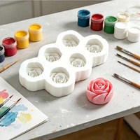 Moule en silicone 6 cellules en forme de rose pour mini-bouquet, idéal pour bougies d'aromathérapie, bonbons gélifiés, gâteaux - Fabriqué en Chine