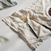 Serviettes en tissu personnalisables lavables 55% lin 45% coton, serviettes de table pour mariage, design pliable, personnalisées