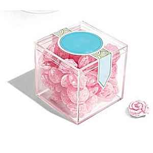 Wholesale Mini Acrylic Square Candy Storage container Clear Plastic Gift box For Wedding