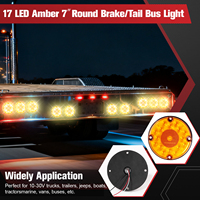 2 feux arrière ronds ambre à 17 LED de 7 pouces avec montage en surface à 4 trous pour camping-cars, camions, remorques, bus, fourgonnettes, étanches IP65