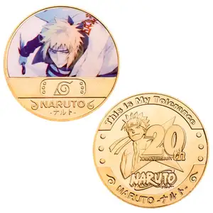 12 Designs Kakashi 3D Spinning Challenge Coin Sasuke Double Side Impressão Metal Anime Gold Coin Coleções Suprimentos