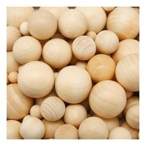 Prodotti artigianali solido naturale rotondo palla di legno, perle di legno non finito per oggetti artigianali gioielli che fanno arte - Product Image 1