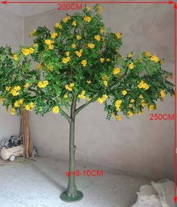 Albero Artificiale Cinese Alto 250cm con Fiori di Locustello Giallo, Decorativo in Plastica e Fibra di Vetro per Uffici - Product Image 3