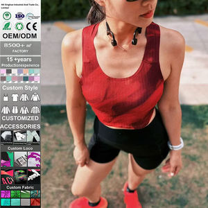 Camisole de sport pour femme de haute qualité, courte, douce, col rond, sans manches, avec paillettes, 100% coton, séchage rapide, pour la course à pied, la salle de sport - Product Image 1