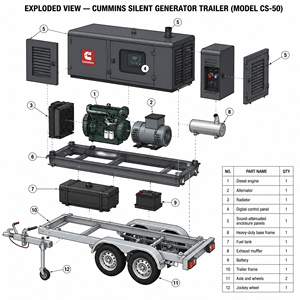 เครื่องกำเนิดไฟฟ้าดีเซลแบบเงียบพิเศษ Cummins Perkins Weichai Yuchai สตาร์ทอัตโนมัติ กำลังไฟ 50KW-300KW แรงดันไฟฟ้า 220V/380V ความเร็วรอบ 1800 รอบต่อนาที - Product Image 1