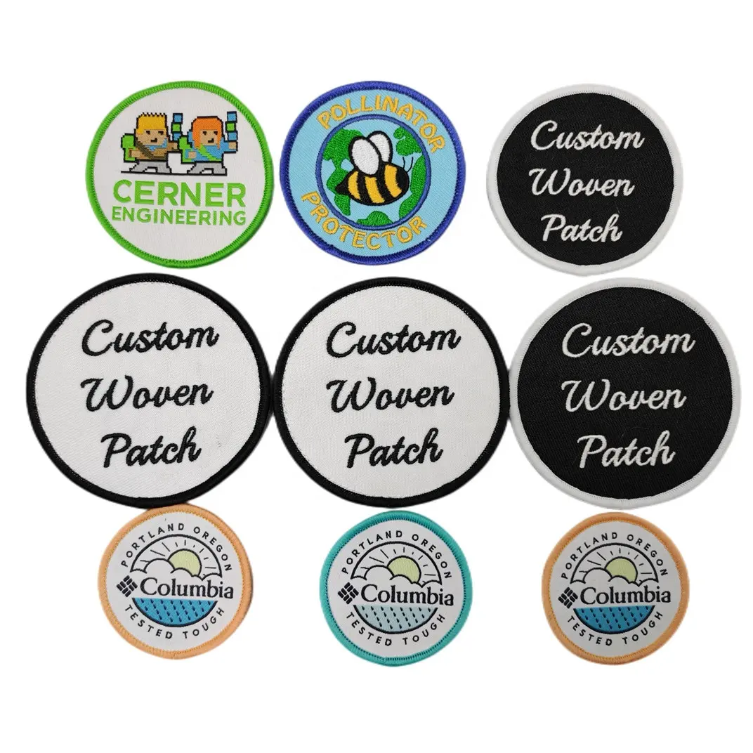 2024 vente chaude fer personnalisé sur étiquette tissée Patch en gros marque Logo Badge patchs tissés pour vêtements