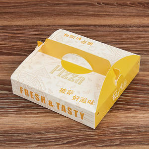 Caja de pizza portátil con logotipo impreso personalizado al por mayor, embalaje de cartón blanco con mango en relieve con ventaja UV para uso artesanal - Product Image 2