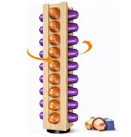 Support de rangement rotatif à 360 degrés en bois de pin pour 36 capsules de café Nespresso Original, organisateur de comptoir