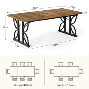 Mesa de Comedor SENYU de 71 Pulgadas para 6 Personas, Mesa de Cocina Estilo Rústico con Estructura Metálica, Mesa Rectangular para Comer, Muebles de Comedor - Product Image 2