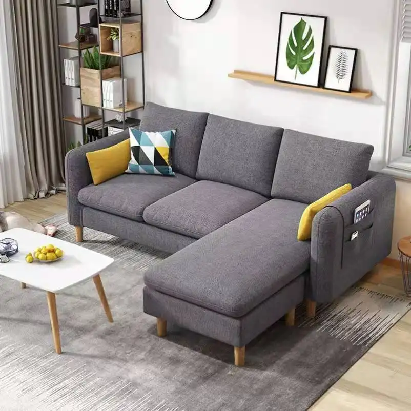 Đinh tán xoay hiện đại bọc sofa với Reversible cắt Chaise, cotton Sofa giường cho phòng khách, phòng ngủ, ban công