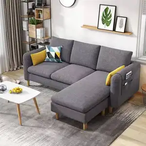 Sofá tapizado moderno con remache Revolve con chaise seccional reversible, sala de estar sofá cama de algodón para, dormitorio, balcón
