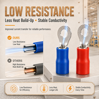 Connecteur à sertir circulaire en cuivre étamé de qualité professionnelle, pré-isolé, série RV, pour câblage électrique, borne annulaire