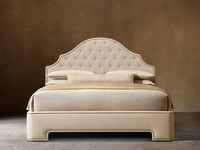 Lit Queen Rhoohill personnalisé, style américain classique, meubles artisanaux simples, cadre en bois massif, tissu en lin pour lit King