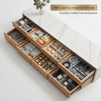 Console TV Modulaire Moderne de Haute Qualité avec Effet Lumière et Ombre Dynamiques, Texture Géométrique 3D, Meuble en Bois pour Salon et Chambre à Coucher