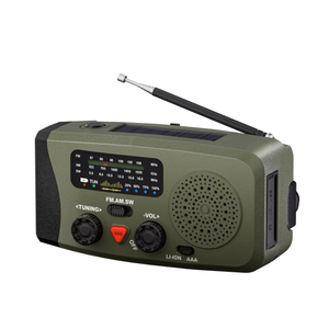 Radio d'urgence rechargeable avec panneau solaire et manivelle pour les voyages en extérieur, lampe de poche et fonction <span class=keywords><strong>SOS</strong></span> - Product Image 1