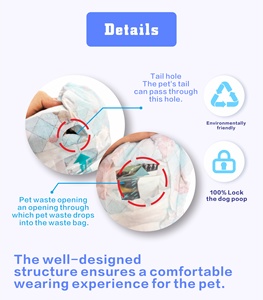 Super Absorbent Anti Backflow Dog Pants Anti Side Leak Anti Stepping Poop Sanitary Pants Dog Diaper with Poop <b>Storage</b> Bag - Product Image 4