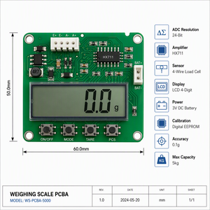 PCBA-Báscula de Cocina Inteligente Estándar de 10 kg, Solución de Logística y Envío de PCBA Personalizada para Ensamblaje de PCB con Certificación CE, RoHS y REACH - Product Image 1