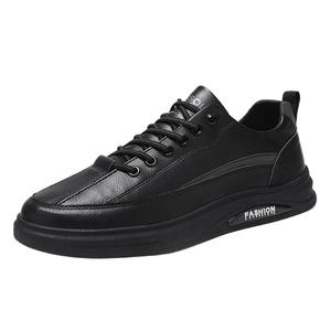 Chaussures de course pour hommes, nouvelle collection automne, respirantes, imperméables, antidérapantes, confortables, tendance, polyvalentes, en cuir noir, mode décontractée, sport - Product Image 5