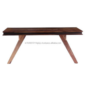Mesa de comedor convertible de seis plazas de madera maciza de mango moderna para el hogar, Hotel, mesa de centro de café superior de madera para sala de estar de entrada - Product Image 1