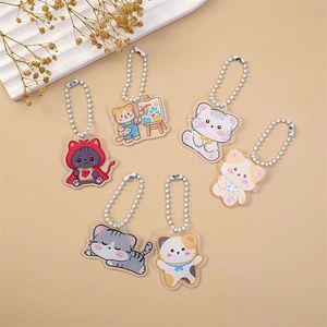 Wholesale Customized Acrylic Cat Pendant Cute Cartoon Hanging Decoration for Backpacks Acrylic <b>Keychain</b> - Product Image 1