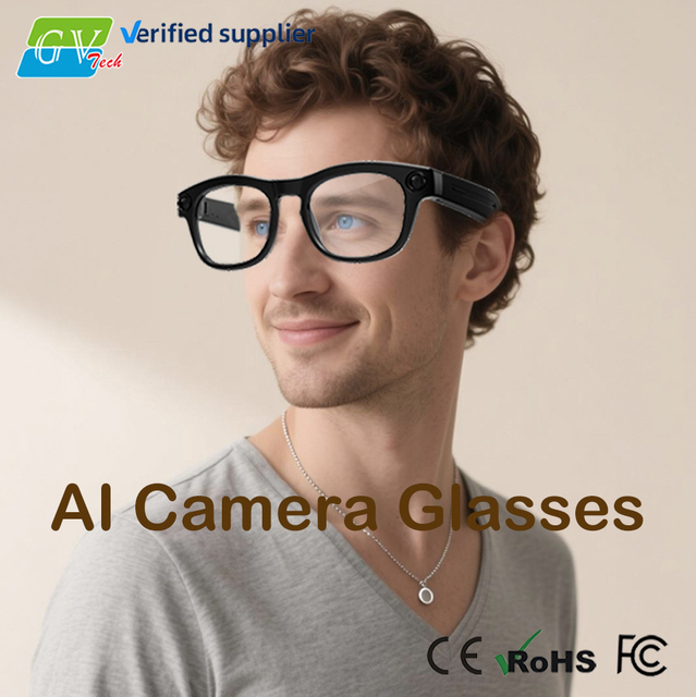 2026 Hot Selling AI Smart Camera Glasses 1080P HD WiFi Transmission IP65 Waterproof Magnetic Charging Headset Real-time
