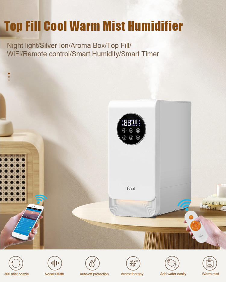 WiFi Smart Home Hybrid Cool Mist Aromatherapy Household Humidifier 6.5L White Plastic Electric for Hotels & Cars 1 Year Warranty
