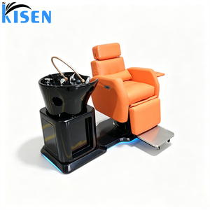 Sillón de Peluquería Giratorio Profesional y Duradero KISEN, con Lavabo de Cerámica, Altura Hidráulica Ajustable y Asiento Reclinable para Salón - Product Image 3