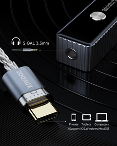 Zooaux Tai nghe Khuếch đại Dac, <span class=keywords><strong>USB</strong></span> C để 3.5mm âm thanh Adapter xách tay Dongle DAC, hỗ trợ hi-độ phân giải - Product Image 5