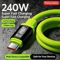 Kabel Pengisian Cepat 240W 6A Tipe-C dengan Selubung Silikon untuk Ponsel, iPad, dan Tablet