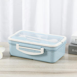 กล่องอาหารกลางวันพลาสติกทำจากฟางข้าวสาลีกล่องเบนโตะซูชิสำหรับนักเรียนภาชนะเก็บผลไม้ภาชนะใส่อาหารสำหรับผู้ปฏิบัติงานในสำนักงาน - Product Image 3