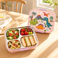 Boîte à lunch en acier inoxydable pour enfants, sans BPA, en PP de qualité alimentaire, avec plateau amovible en acier inoxydable 304, logo personnalisé, vente en gros