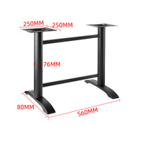 Pied de table de restaurant commercial en fonte noire mate, colonne en acier, tige filetée réglable, 14,5 kg, prix DDP USA
