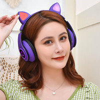 Casque de chat Macaron, casque sans fil, Microphone, carte TF, pour enfants, casque de jeu mignon pour filles, oreille de chat