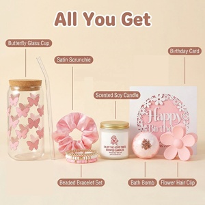 Lunaire <strong>Pink</strong> Butterfly Glass Cup Spa <strong>Gift</strong> Set for Girls Self Care Box with Scented Candle Birthday <strong>Gifts</strong> for Her - Product Image 2