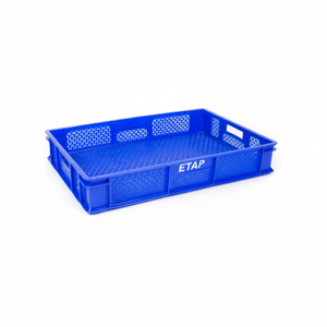 Heavy Duty Blue Perforated Eco-friendly Recyclable Stackable Industrial Storage <b>Crate</b> Virgin Material Reinforced Bottom Sides - Product Image 2