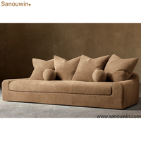 Canapé en cuir moderne à accoudoirs incurvés, canapé surdimensionné rembourré en tissu moelleux, canapé de luxe pour salon, meubles d'intérieur pour villa