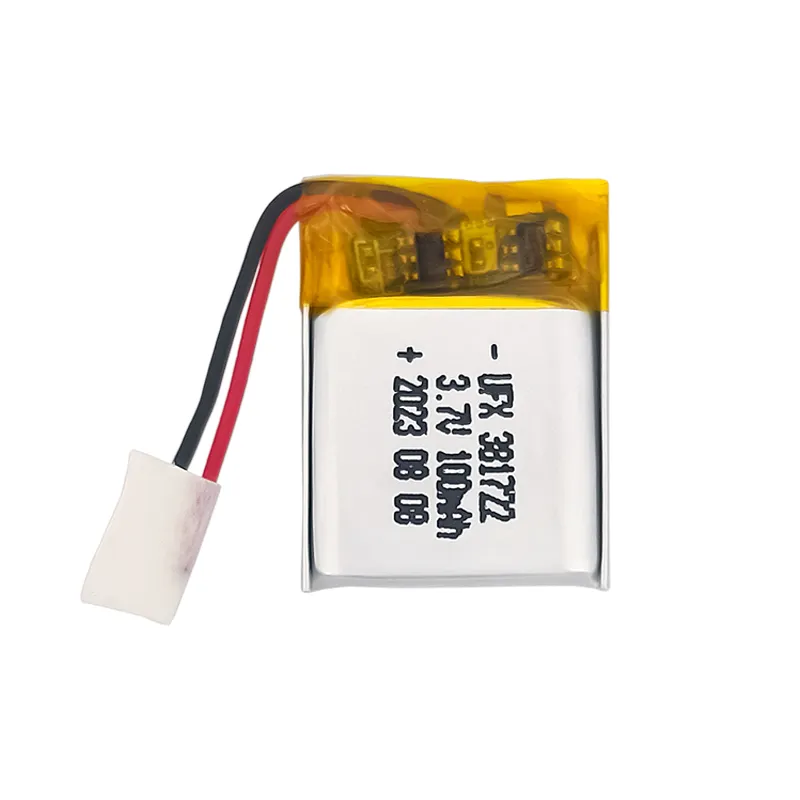 लिथियम बैटरी आपूर्तिकर्ता सेल फोन के लिए प्रमाण पत्र के साथ UFX 381722 100mAh 3.7V उच्च क्षमता वाली छोटी बैटरी की आपूर्ति करते हैं