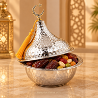 Décoration de maison musulmane pour l'Aïd Ramadan, centre de table, fournitures de fête, boîte en métal en forme de croissant pour dattes, bonbons, noix