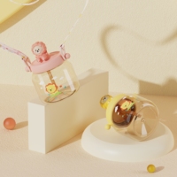 Tasse à bec pour bébé en PPS de 500 ml, motif lion mignon, lavable, avec paille et poignées, sans BPA, anti-fuite, pour tout-petits, logo personnalisé OEM, vente en gros