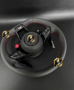 Volant sport HZ avec bouton de démarrage <span class=keywords><strong>S</strong></span>-<span class=keywords><strong>Line</strong></span>, demi-<span class=keywords><strong>coupe</strong></span> en fibre de carbone, palettes LED couleur personnalisée pour <span class=keywords><strong>Audi</strong></span> TT R8 <span class=keywords><strong>A4</strong></span> A5 B8 B9 S4 - Product Image 6